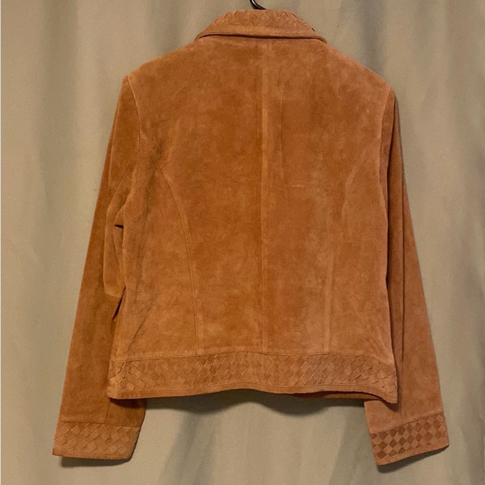 Vintage Willi Smith Leather Jacket W/Woven details Pattern Women's X-Large - Picture 2 of 8